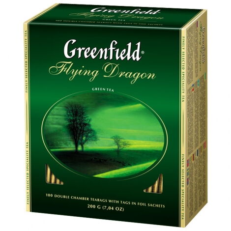 Чай зелёный в пакетиках Greenfield FLYING DRAGON, 100 шт х 2 г - №1