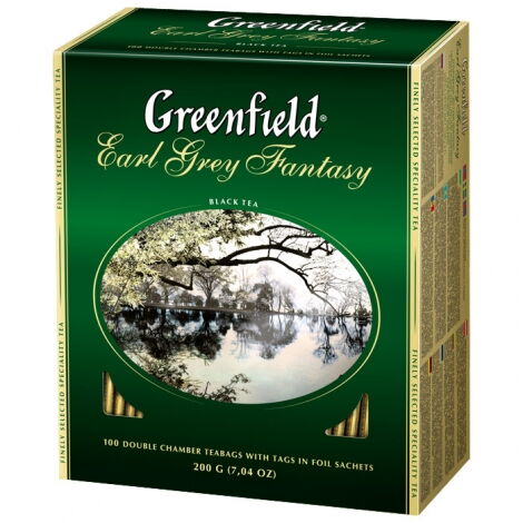 Чай черный в пакетиках Greenfield EARL GREY FANTASY, 100 шт х 2 г - №1