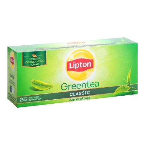Чай зелёный в пакетиках Lipton GREEN TEA CLASSIC, 25 шт х 2 г - №1