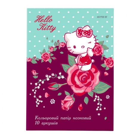 Бумага цветная неоновая KITЕ Hello Kitty A4, 10 листов, 5 цветов - №1