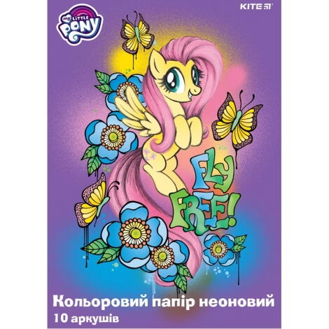 Бумага цветная неоновая KITE My Little Pony A4, 10 листов, 5 цветов - №1