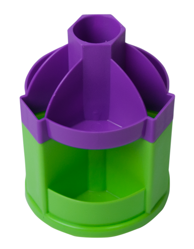 Подставка-органайзер для ручек пластиковая ZiBi FRESH, 10 отделений, фиолетово-салатовая - №1
