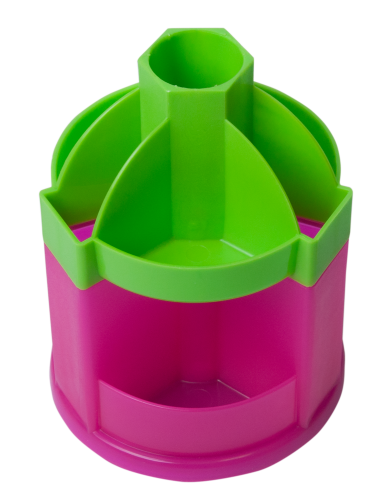 Подставка-органайзер для ручек пластиковая ZiBi FUN, 10 отделений, салатово-розовая - №1