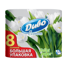 Папір туалетний целюлозна Диво Econom, 2 шари, 8 рулонів, біла