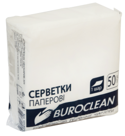 Серветки паперові BuroClean 24х24 см, білі, 50 шт