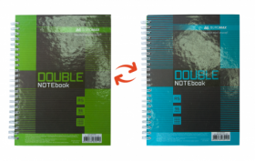 Книга записная Buromax DOUBLE А5, 96 листов, клетка, зеленая/голубая