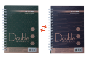 Книга записная Buromax DOUBLE А6, 96 листов, клетка, зеленая/коричневая