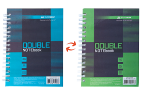Книга записная Buromax DOUBLE А6, 96 листов, клетка, зеленая/голубая