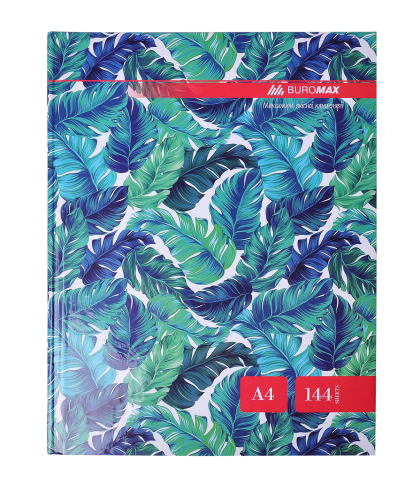 Книга канцелярська Buromax FLORISTICA А4, 144 аркушів, клітинка, бірюзова