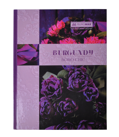 Книга канцелярська Buromax BOHO CHIC А4, 96 аркушів, клітинка, фіолетова