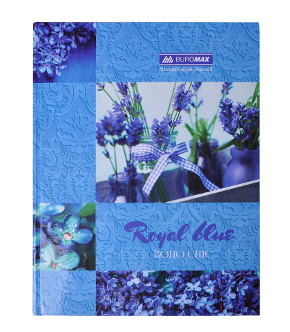 Книга канцелярська Buromax BOHO CHIC А4, 96 аркушів, клітинка, синя