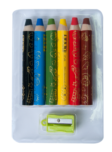 Карандаши цветные 3 в 1 с точилкой ZIBI BABY Line SUPER JUMBO mini, 6 цветов - №2