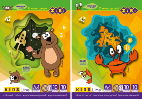 Картон кольоровий ZiBi KIDS Line А4, 10 листів, 10 кольорів