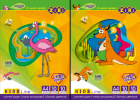 Папір кольоровий Zibi KIDS Line А4, 10 листів, 10 кольорів