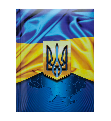 Записна книжка UKRAINE, А5, 80 арк., клітинка, тверда обкладинка, гл. ламінація з поролоном, темно-синя