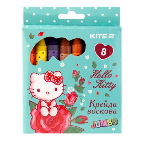Карандаши-мелки восковые KITE Jumbo Hello Kitty, 8 цветов - №1