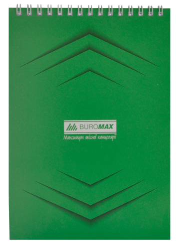 Блокнот на пружине сверху Buromax Monochrome JOBMAX А5, 48 листов, клетка, зеленый - №1