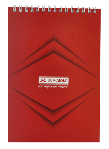 Блокнот на пружине сверху Buromax Monochrome JOBMAX А5, 48 листов, клетка, красный - №1