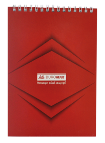 Блокнот Buromax Monochrome А5, 48 аркушів, клітинка, червоний