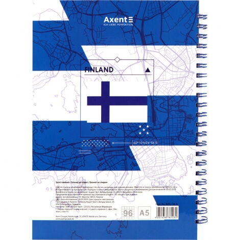 Блокнот Axent Flags А5, 96 листов, клетка, Helsinki - №2