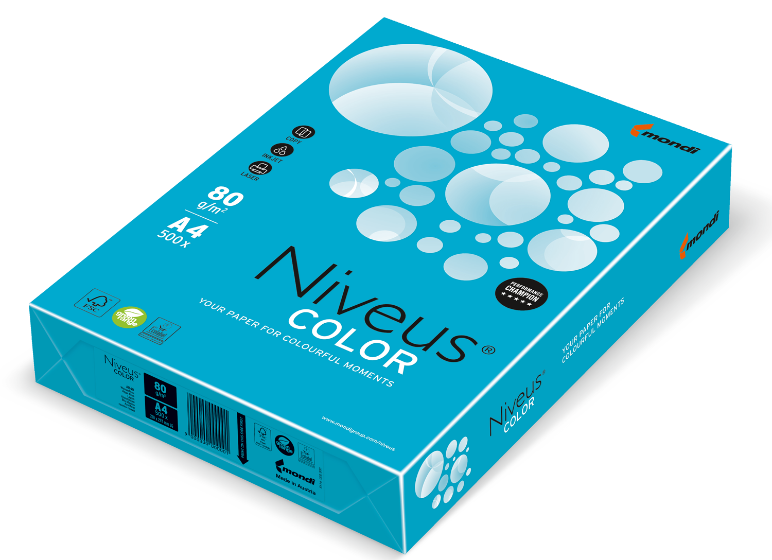 Бумага офисная цветная Niveus AB 48 А4, 80 г/м2, 500 листов, синяя - №1