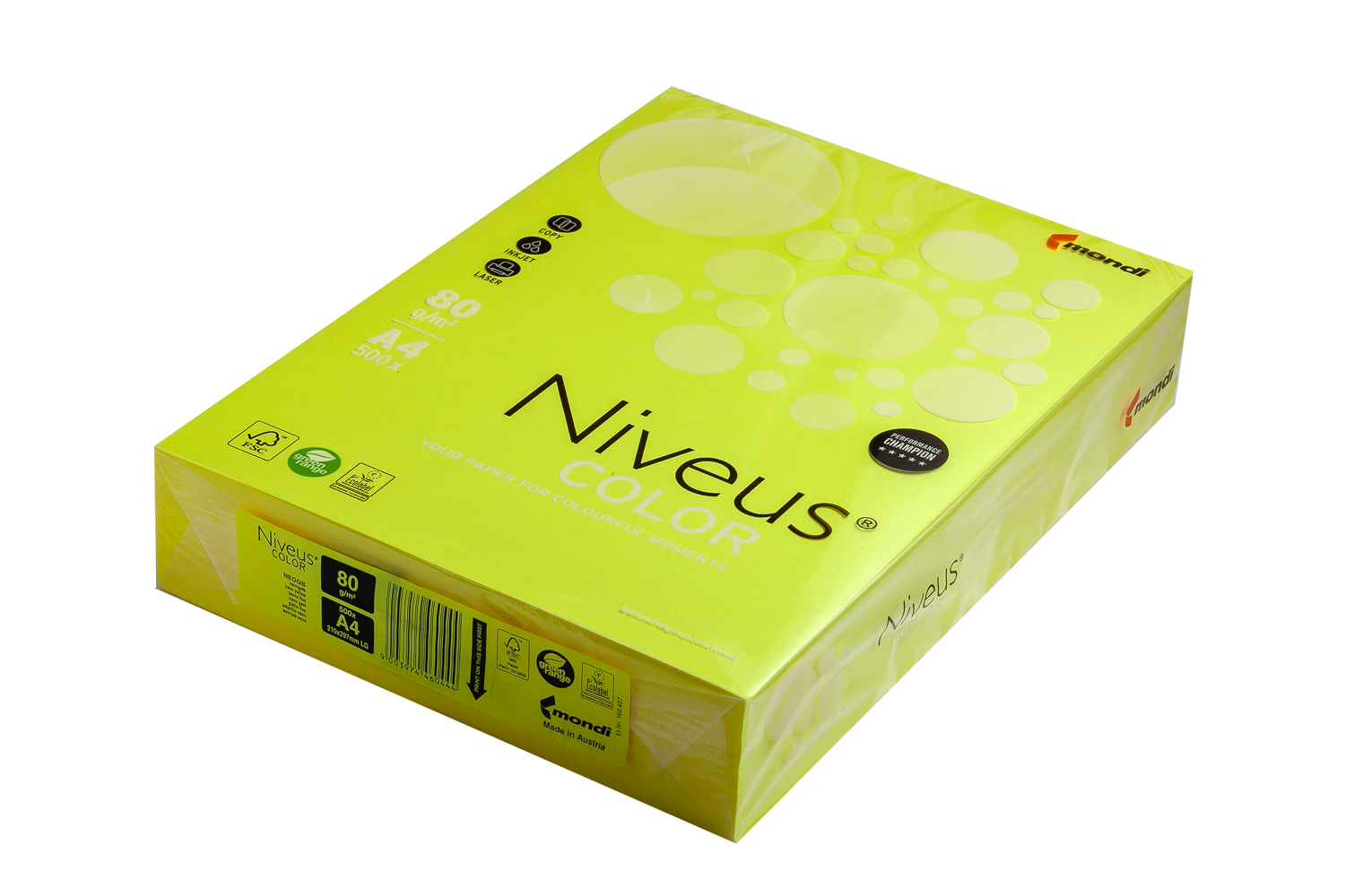 Бумага офисная цветная Niveus NEOGB А4, 80 г/м2, 500 листов, желтая - №1