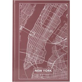 Книга записная Axent Maps New York А4, 96 листов, клетка, розово-коричневая