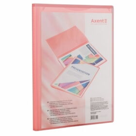Папка с 20 файлами с карманом Axent А4, прозрачная розовая