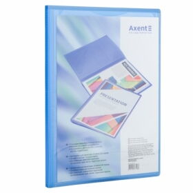 Папка с 20 файлами с карманом Axent А4, прозрачная синяя