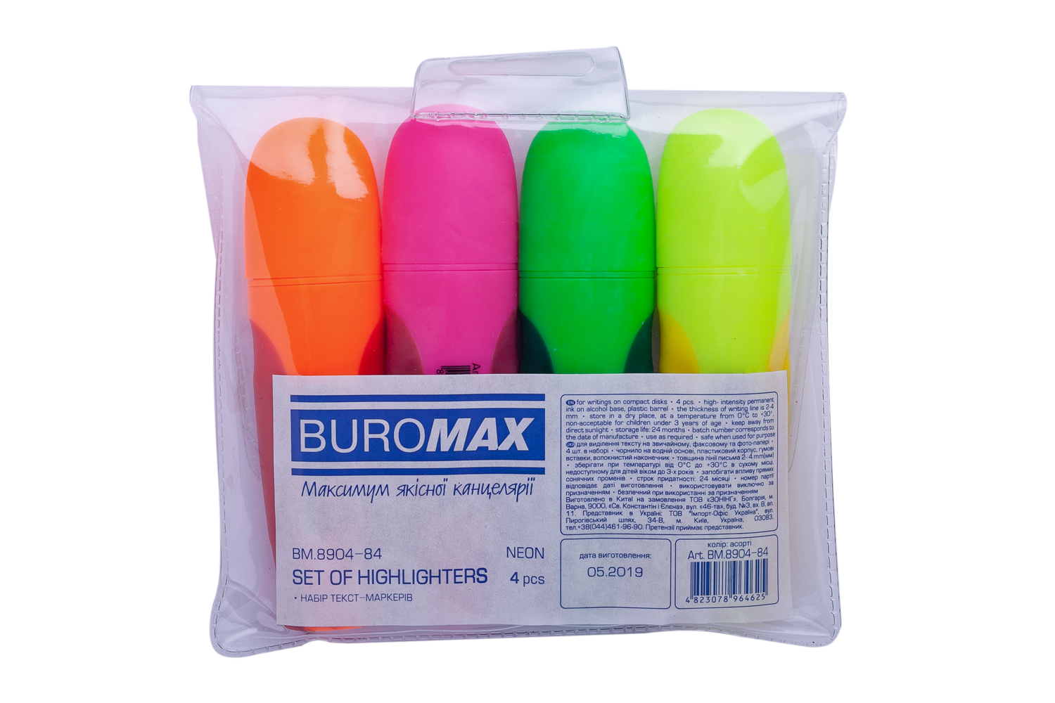 Набор маркеров текстовых Buromax Neon, 2-4 мм, 4 шт, ассорти - №2