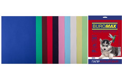 Набор цветной бумаги Buromax DARK+PASTEL А4, 80 г/м2, 20 листов, ассорти - №1
