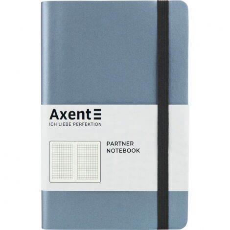 Книга записная Axent Partner Soft 12.5х19.5 см, 96  листов, клетка, серебряно-синяя - №1
