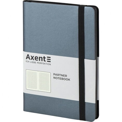 Книга записная Axent Partner Soft 12.5х19.5 см, 96  листов, клетка, серебряно-синяя - №2