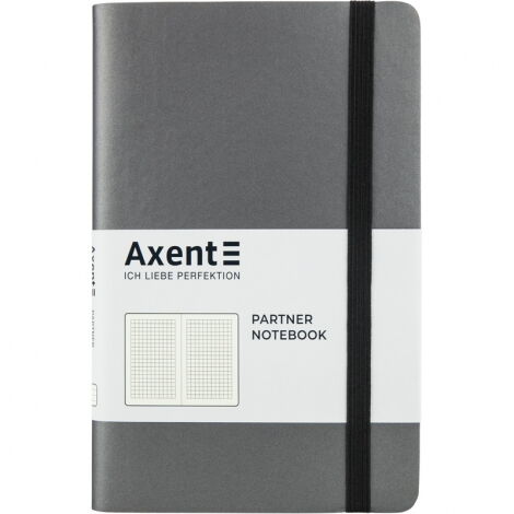 Книга записная Axent Partner Soft 12.5х19.5 см, 96 листов, клетка, серая - №1