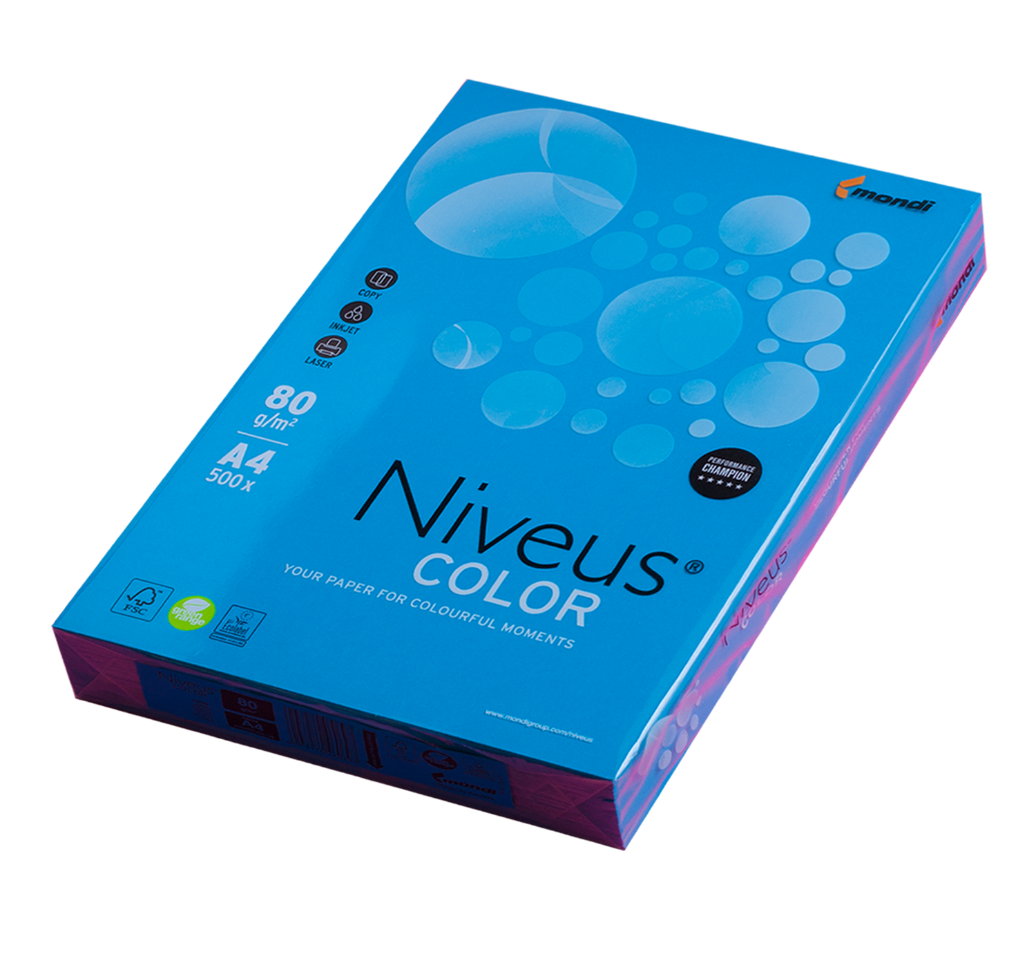 Бумага офисная цветная Niveus DB49  A4, 80 г/м2, 500 листов, темно-синяя - №1