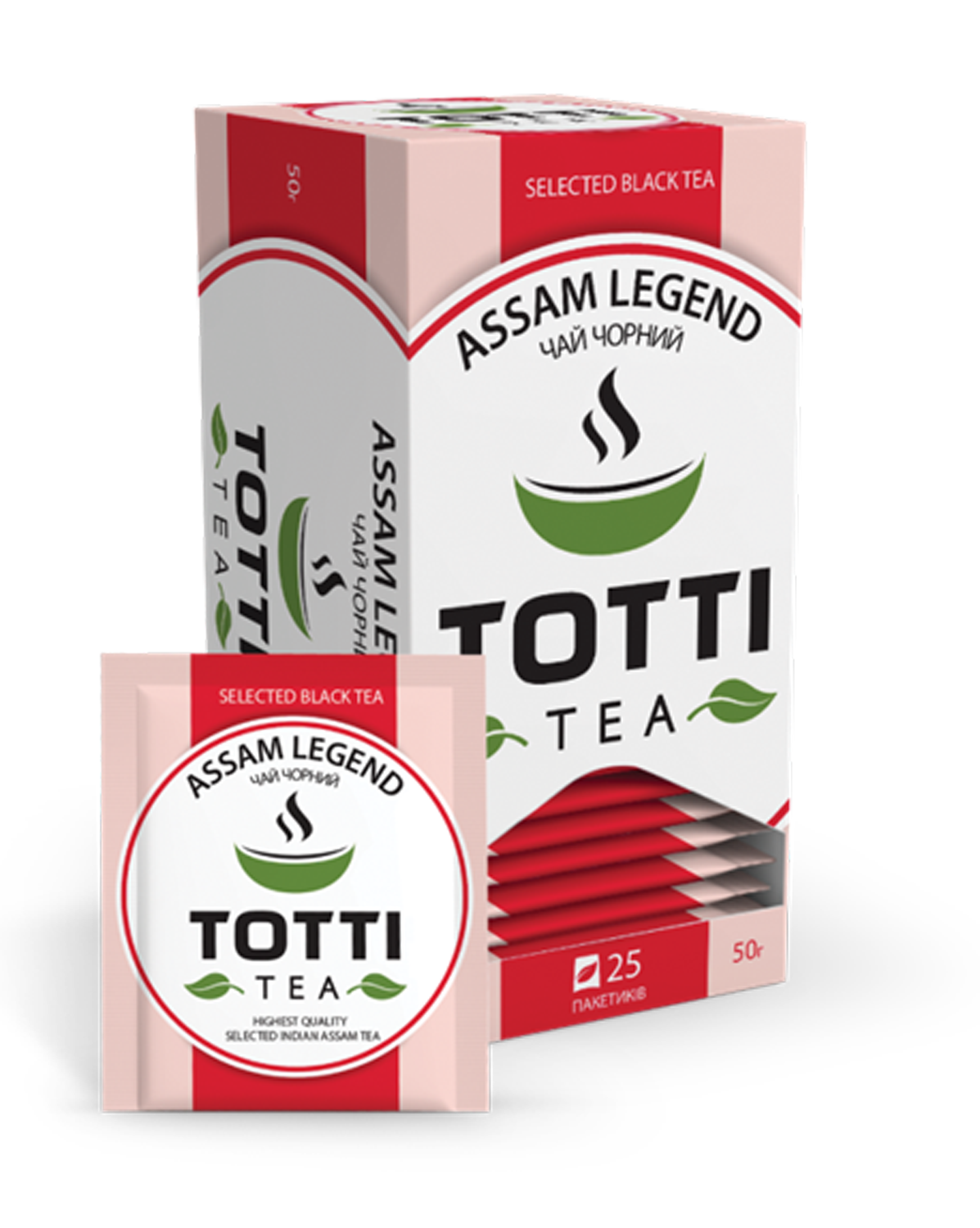 Чай черный TOTTI Tea «Легендарный Ассам», пакетированный, 2г, 25х32 мм - №1