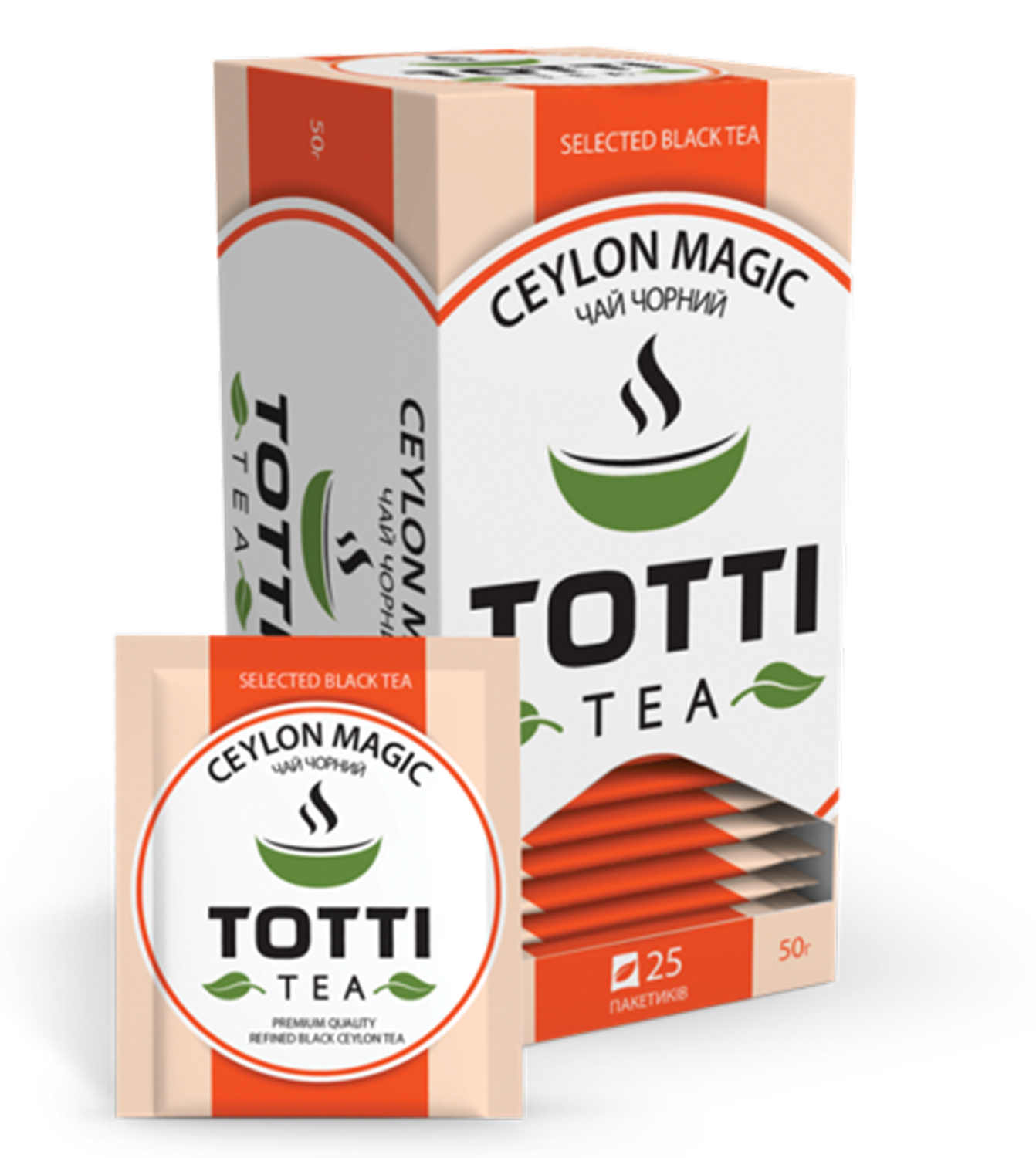 Чай черный TOTTI Tea «Магия Цейлона», пакетированный, 2г, 25х32 мм - №1