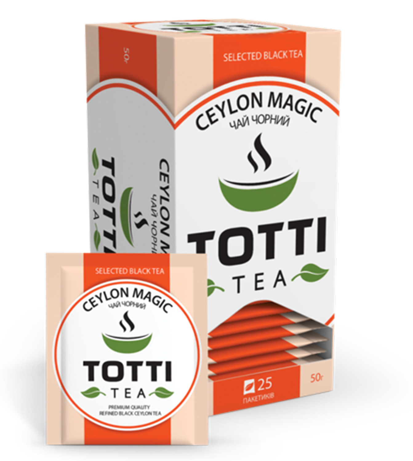 Чай чорний TOTTI Tea «Магія Цейлону», пакетований, 2г*25*32