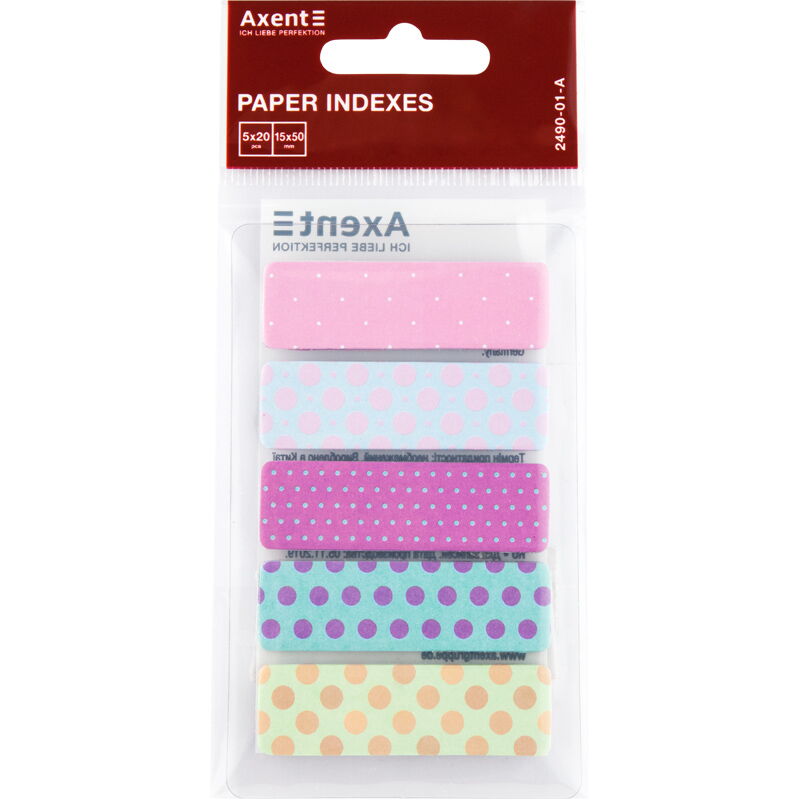 Закладки бумажные Axent Dots, 51х12 мм, 100 шт, ассорти - №3