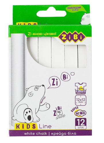 Мел белый Zibi KIDS Line, 12 шт - №1