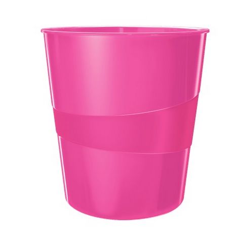 Корзина для бумаг пластиковая Leitz WOW 15 л, розовый металлик - №1