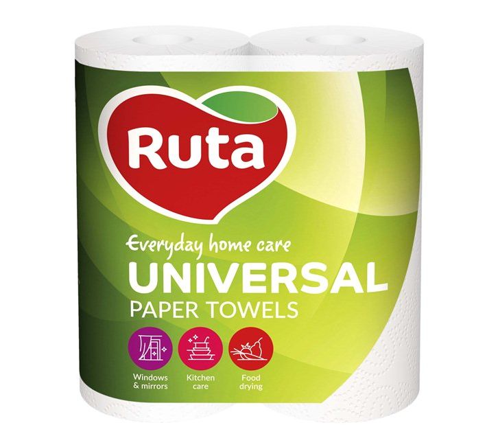 Полотенца целлюлозные Ruta "Universal",  2 слоя, 2  рулона,  белые