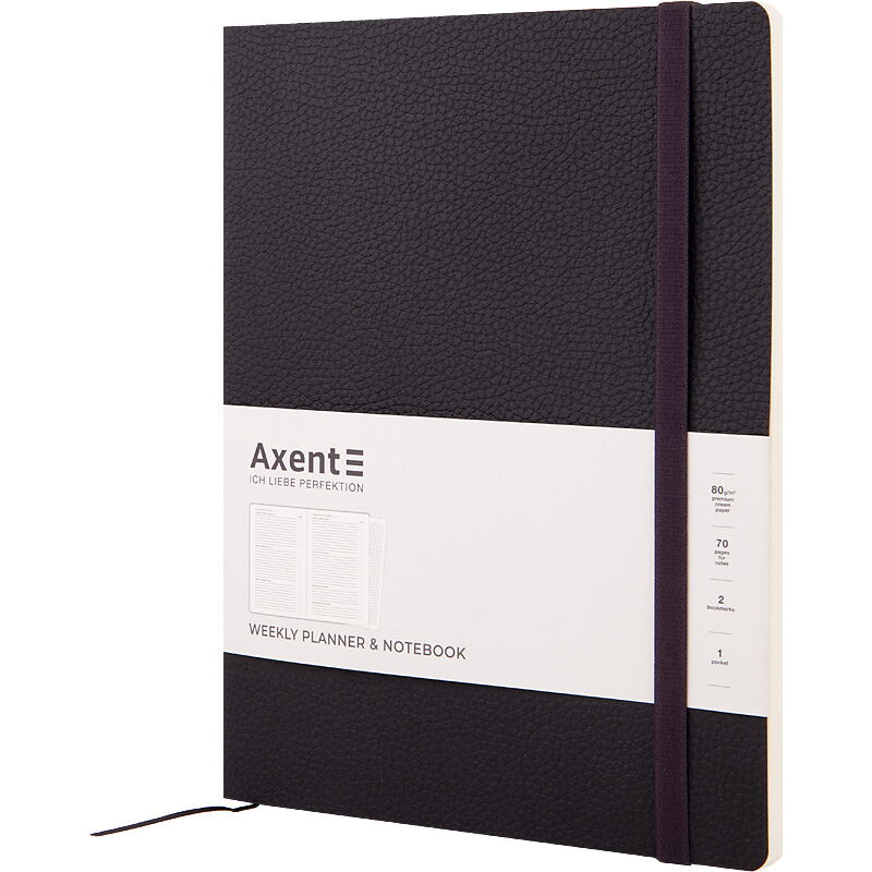 Еженедельник недатированный  Axent  Partner Soft L 25х19 см, черный - №2