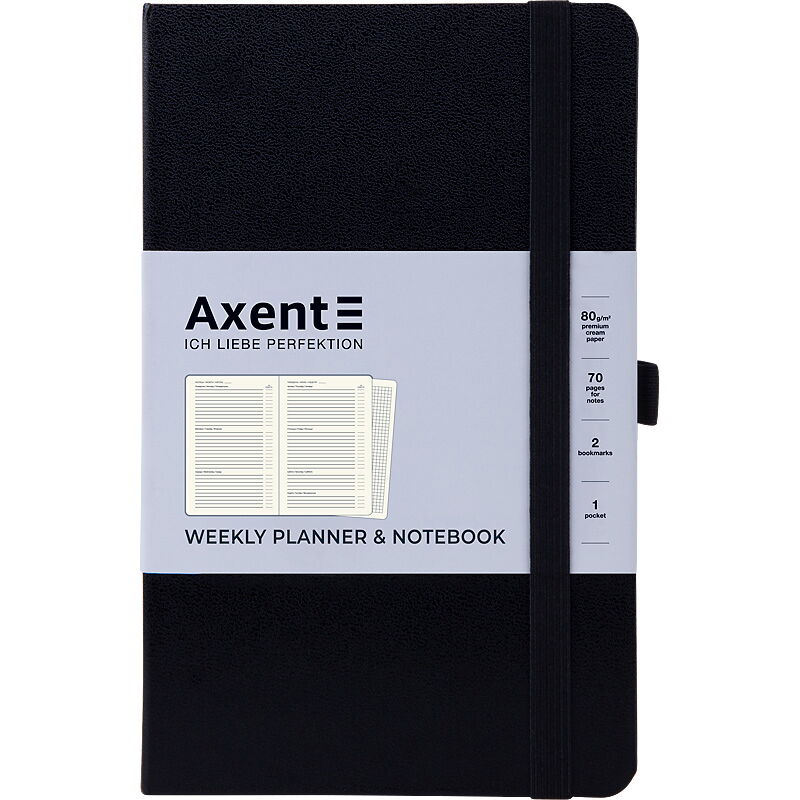 Еженедельник недатированный  Axent  Partner Strong А5, черный - №1