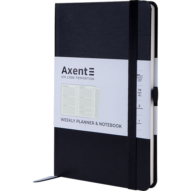 Еженедельник недатированный  Axent  Partner Strong А5, черный - №2