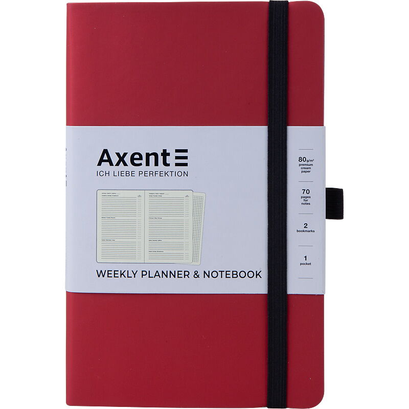Еженедельник недатированный  Axent  Partner Soft А5, бордовый - №1