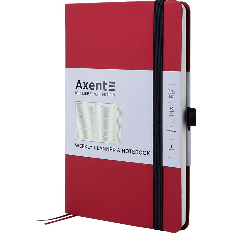 Еженедельник недатированный  Axent  Partner Soft А5, бордовый - №2