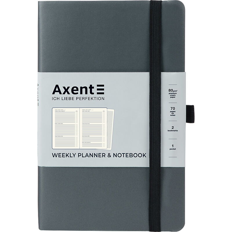 Еженедельник недатированный  Axent  Partner Soft А5, серый - №1
