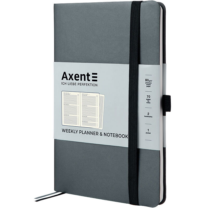 Еженедельник недатированный  Axent  Partner Soft А5, серый - №2