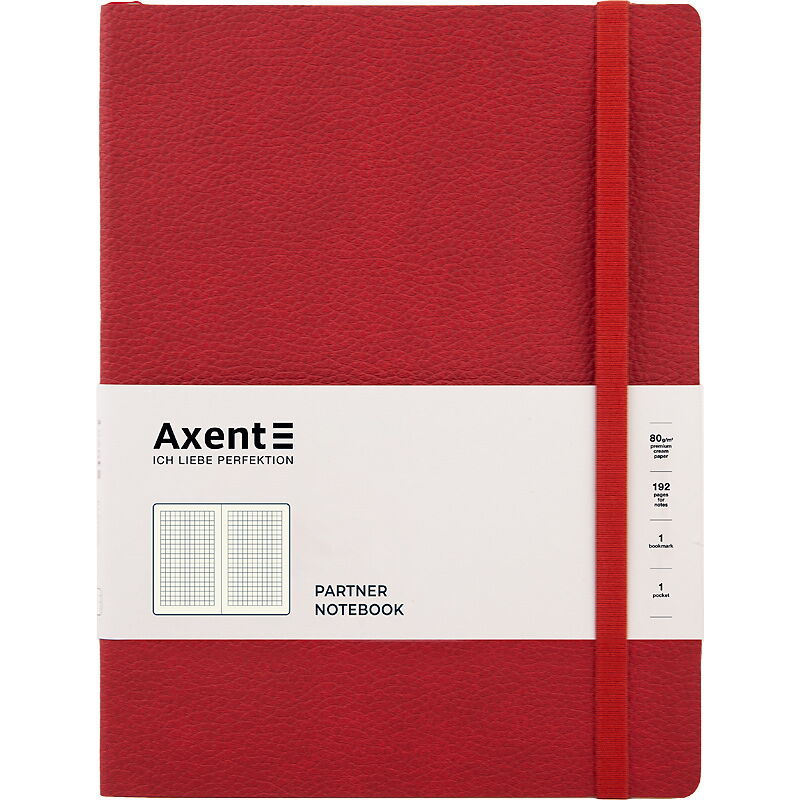 Книга записна Axent Partner Soft L 12.5х19.5 см, 96 аркушів, клітинка, червона